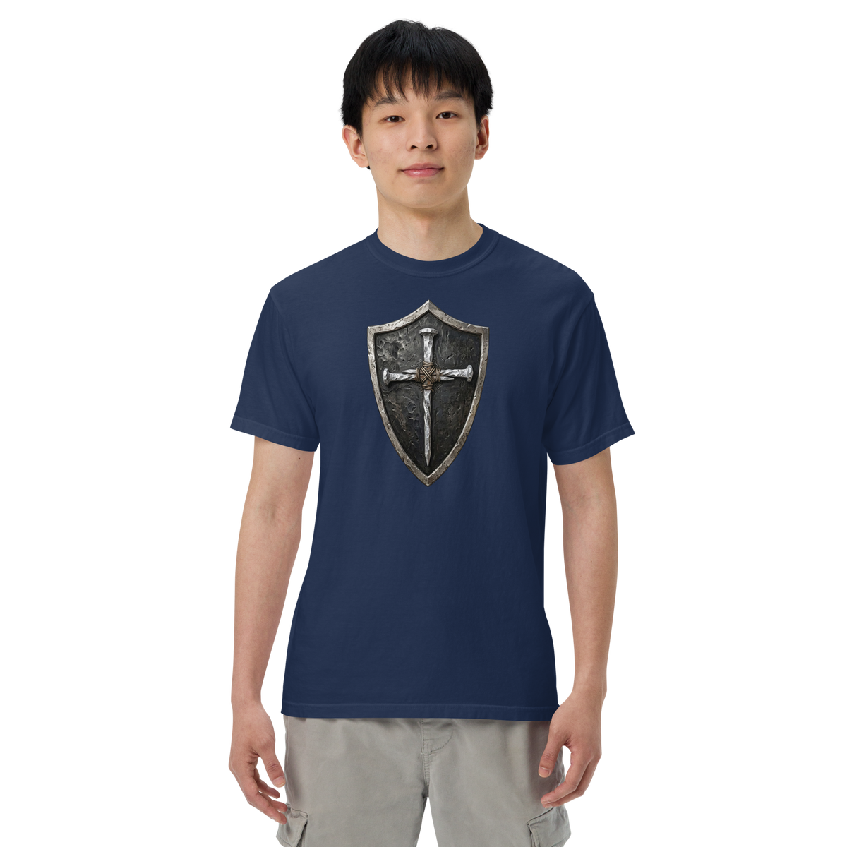 Shield of Faith Nails Cross Black - Heavyweight T-Shirt